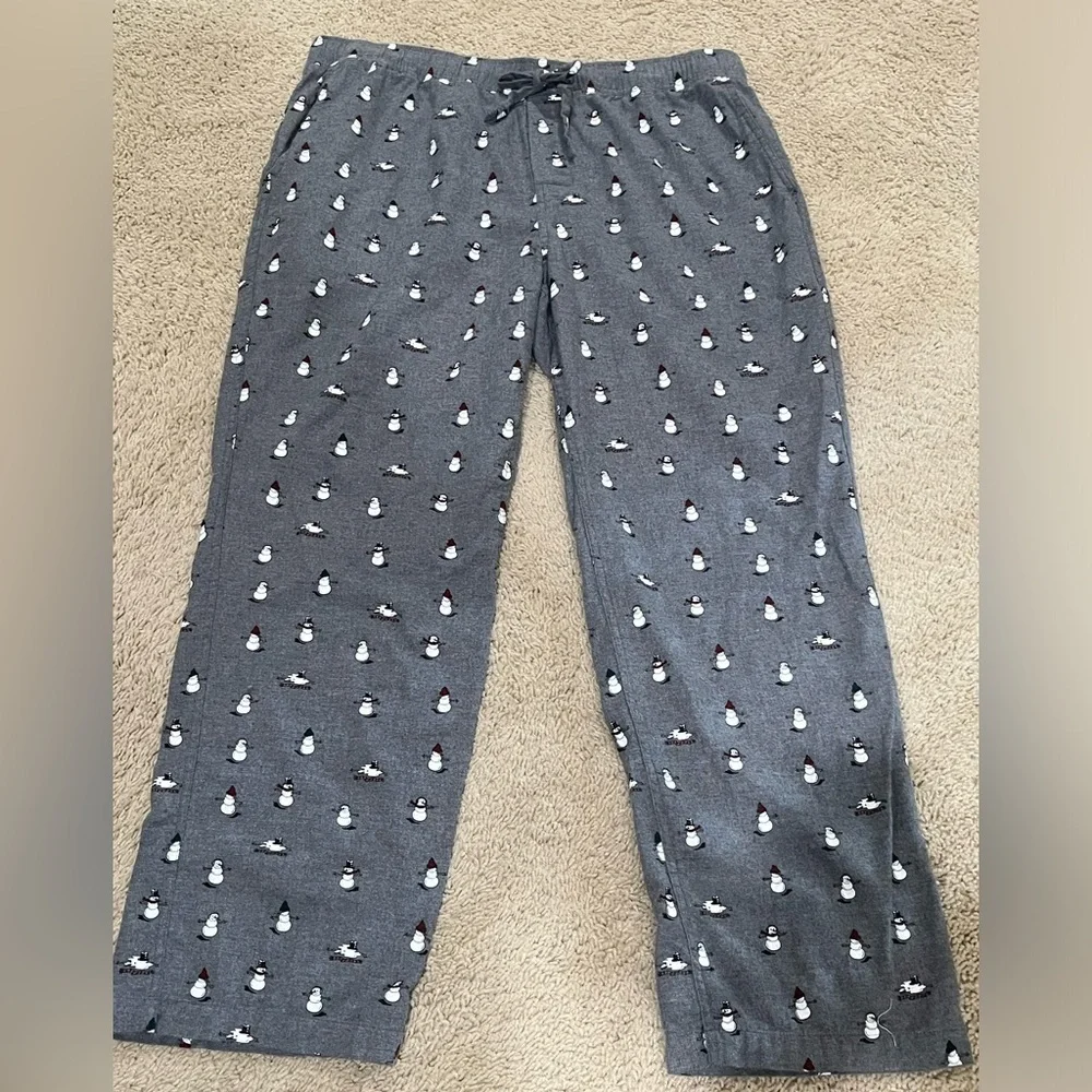J. Crew Charcoal  FLANNEL SNOWMAN PRINT, PAJAMA PANTS SIZE XL